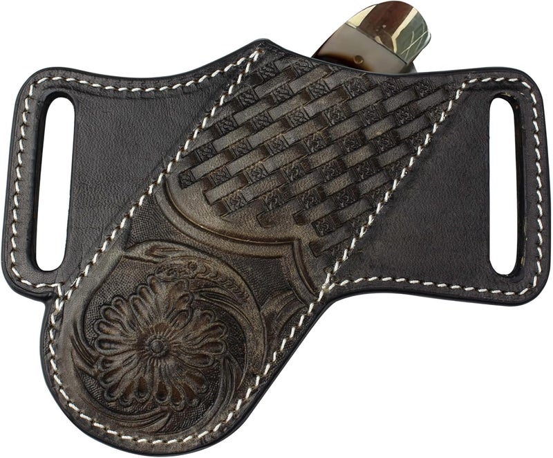 HOGIKUO Knife Sheath, Leather Knife Sheath for Belt, Pocket Knife Holster Pouch, Folding Knife Holster - Image 1